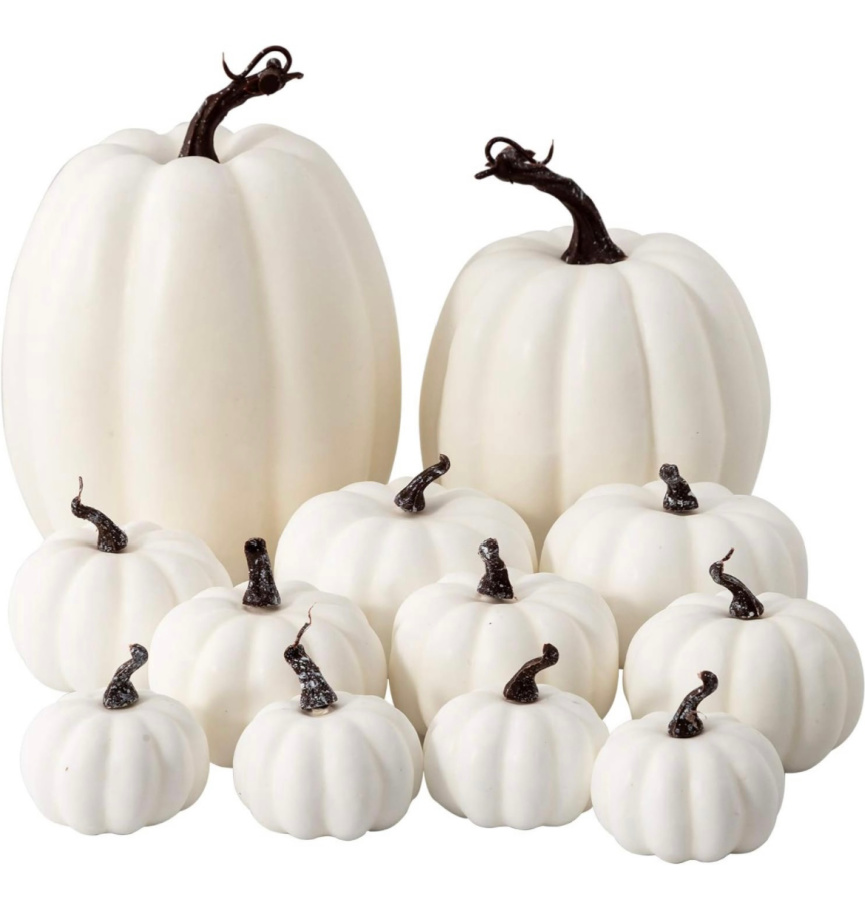 artificial white pumpkins for fall from Amazon