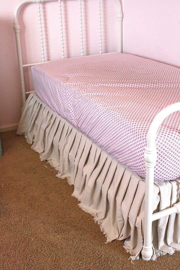 Easy No Sew Drop Cloth Bed Skirt » Grow Beauty With Ease