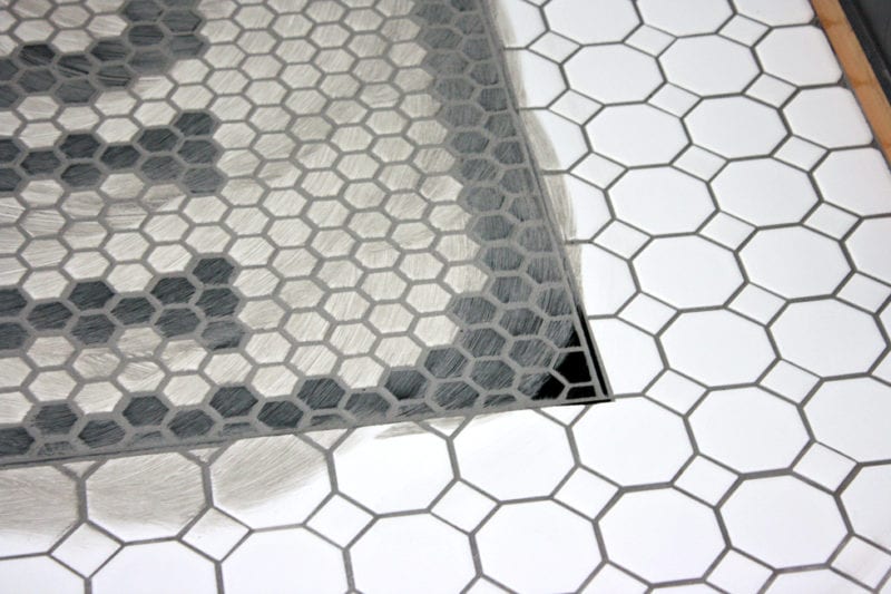 Entryway makeover using Jeffrey Court tile.