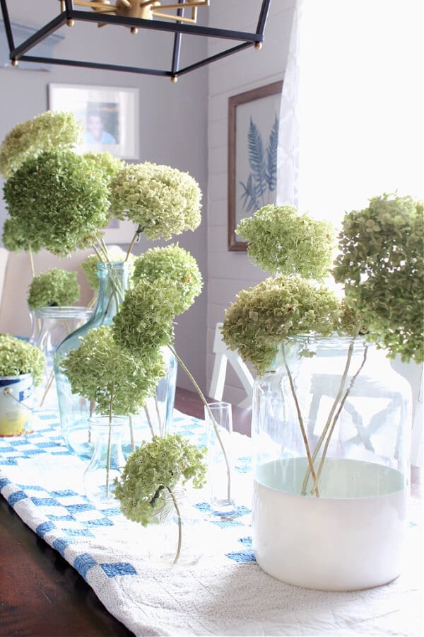 Dried hydrangeas and glass jars are the perfect combo for Spring