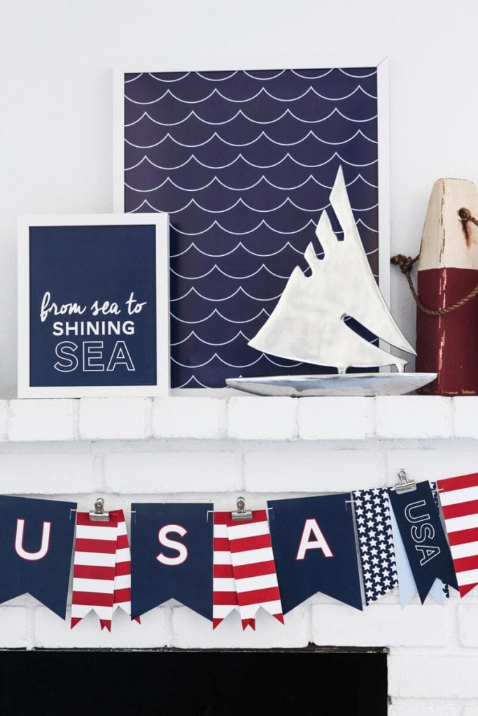 Welcome Home Saturday: Nautical Patriotic Banner | Welcome Home Saturday by popular Alabama lifestyle blog, She Gave It A Go: image of a USA pennant banner. 