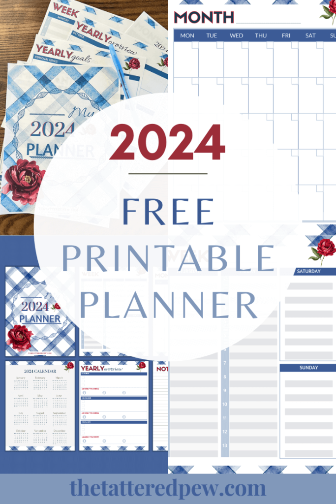 Planner calendar for 2024 year, annual wall printable organizer