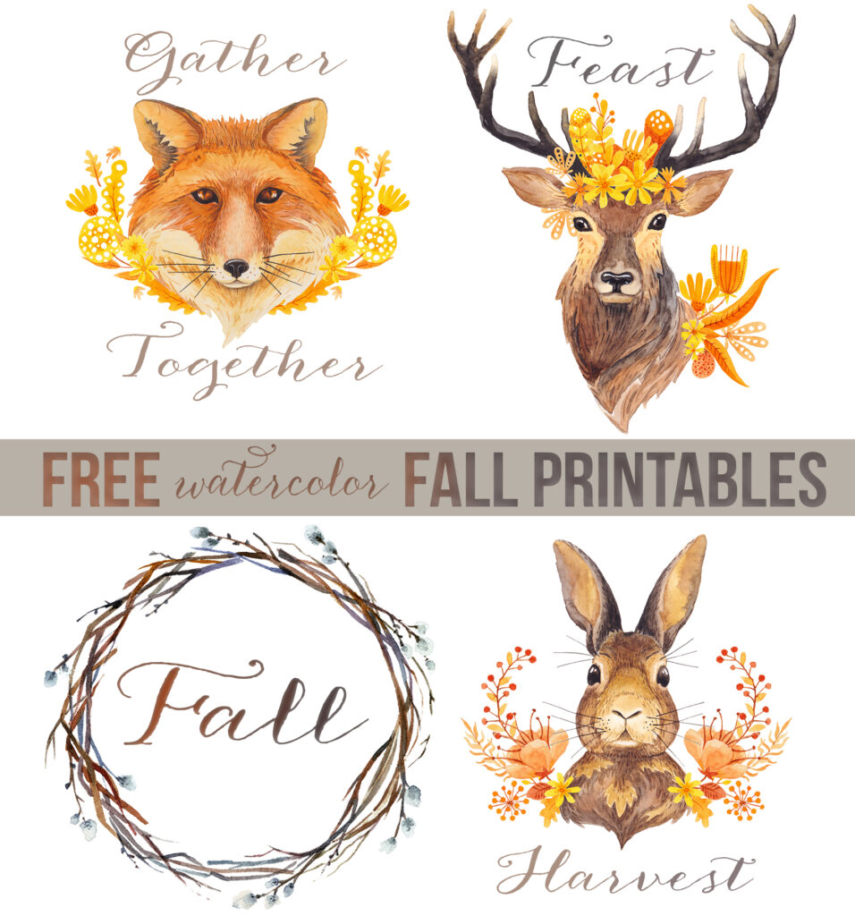 Free Watercolor Fall Printables for Thanksgiving from Beth Bryan
