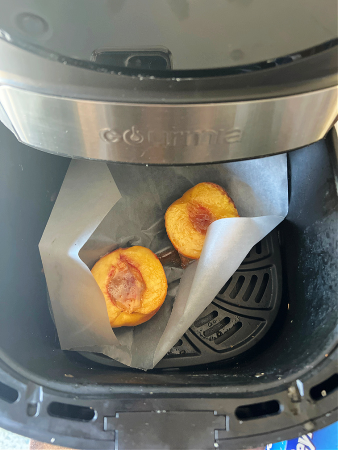 prepping peaches