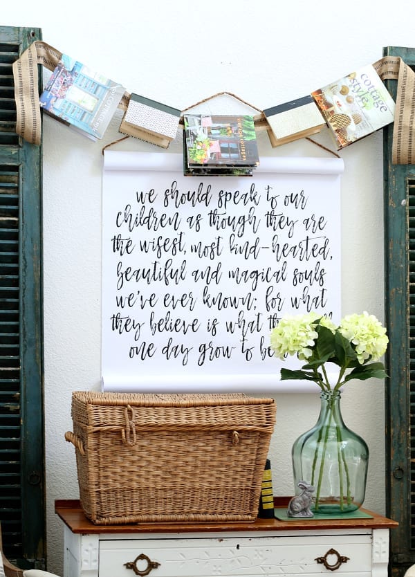 welcome home sunday #11 A fun and easy way to decorate with books is with this DIY book garland.