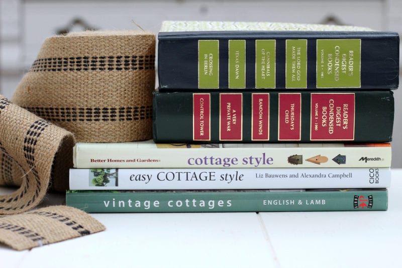 Jute webbing and pretty books used for a fun and easy DIY book garland.