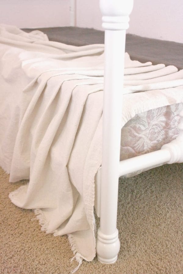 Easy No Sew Drop Cloth Bed Skirt » Beauty with ease in the Garden and