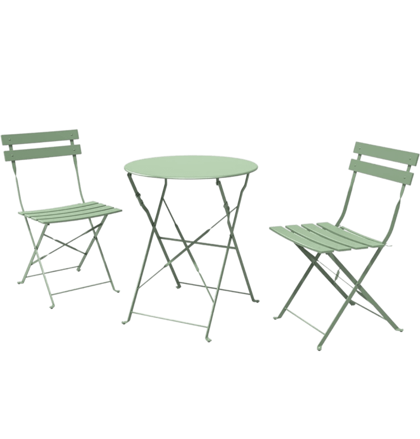 light green bistro set, table and chairs: Monday Must Haves
