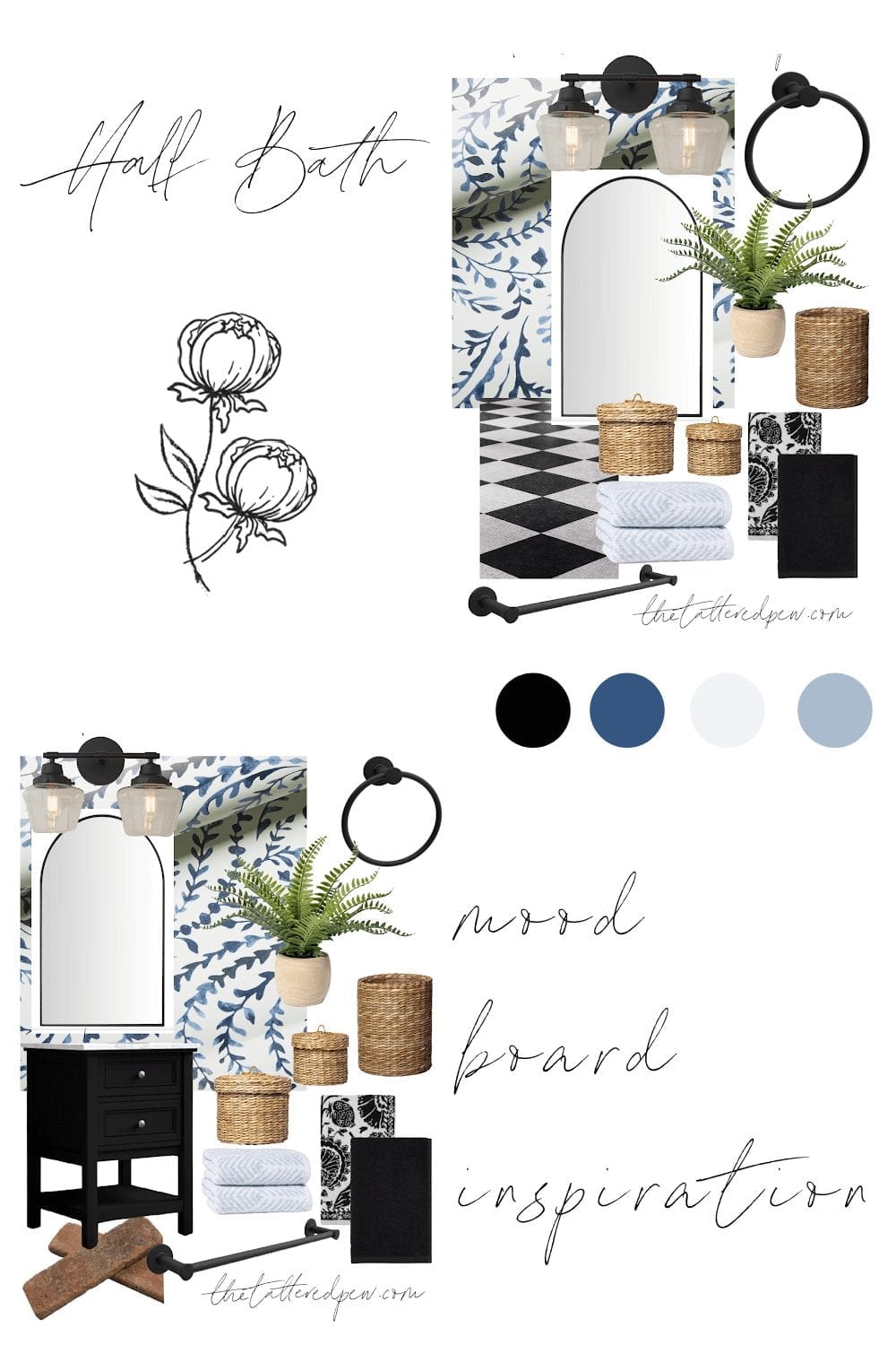 Half bath makeover plans and mood boards!