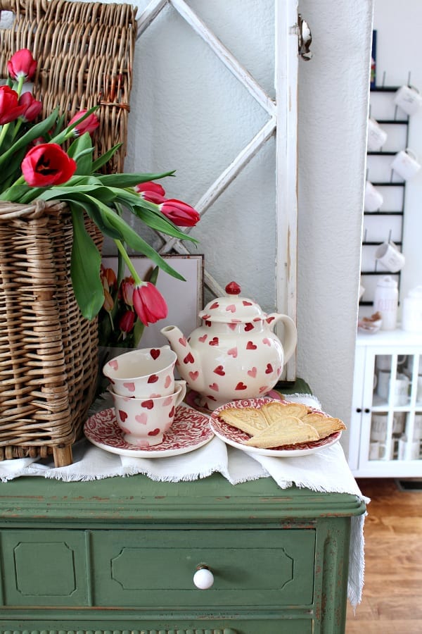 Emma Bridgewater tea sets and shortbread cookies.