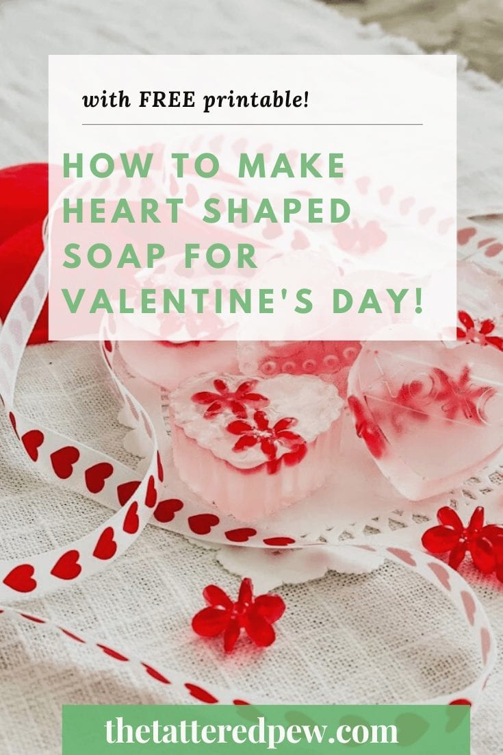 Learn how easy it is to make heart shaped soap for Valentine's Day. Plus grab a free printable to use with your soap.