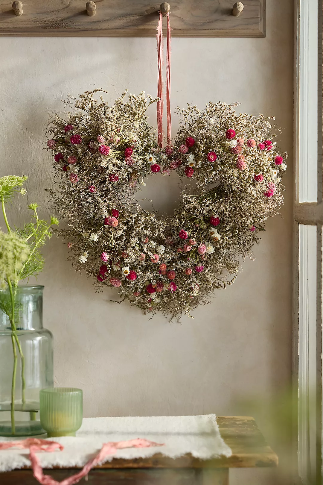 dried flower heart shaped wreath