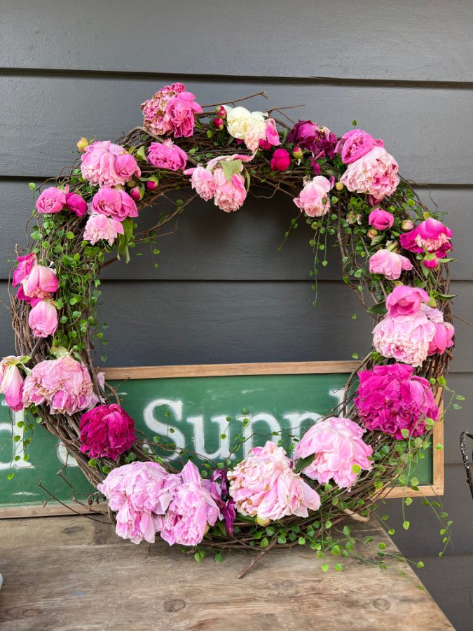 Day two of peonies drying on this wreath.