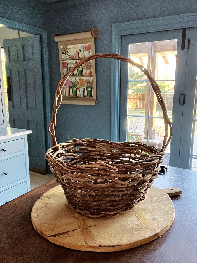 Large woven basket perfect for Spring flowers.