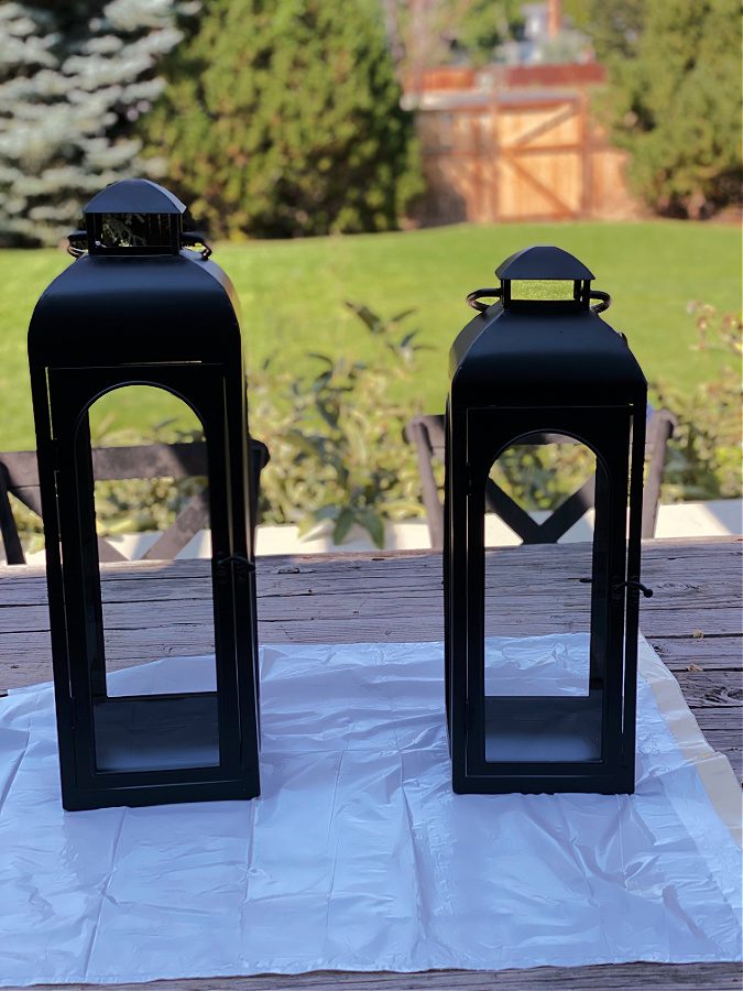 black outdoor lanterns from Walmart