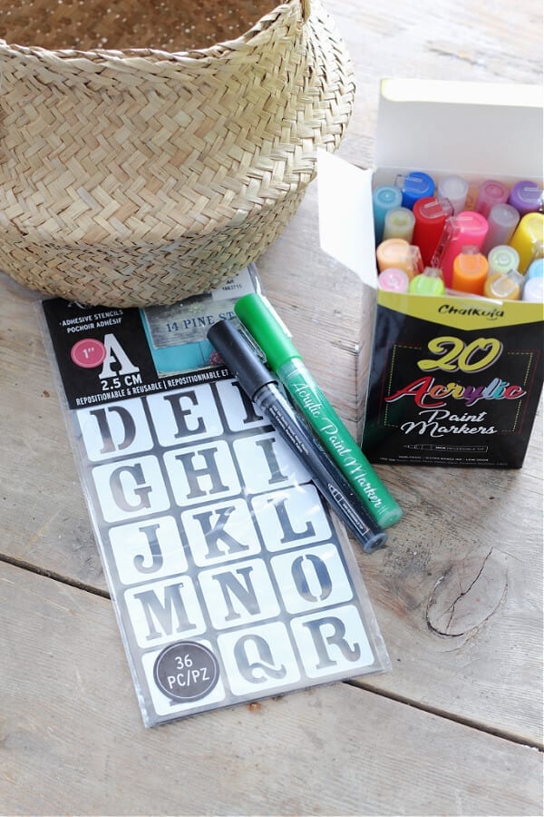 The Easy Way To Stencil A Sea Grass Basket with Chalkola paint pens!