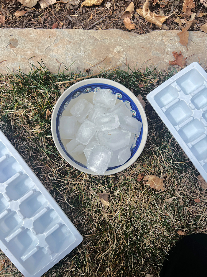 ice cubes waiting to be stomped in