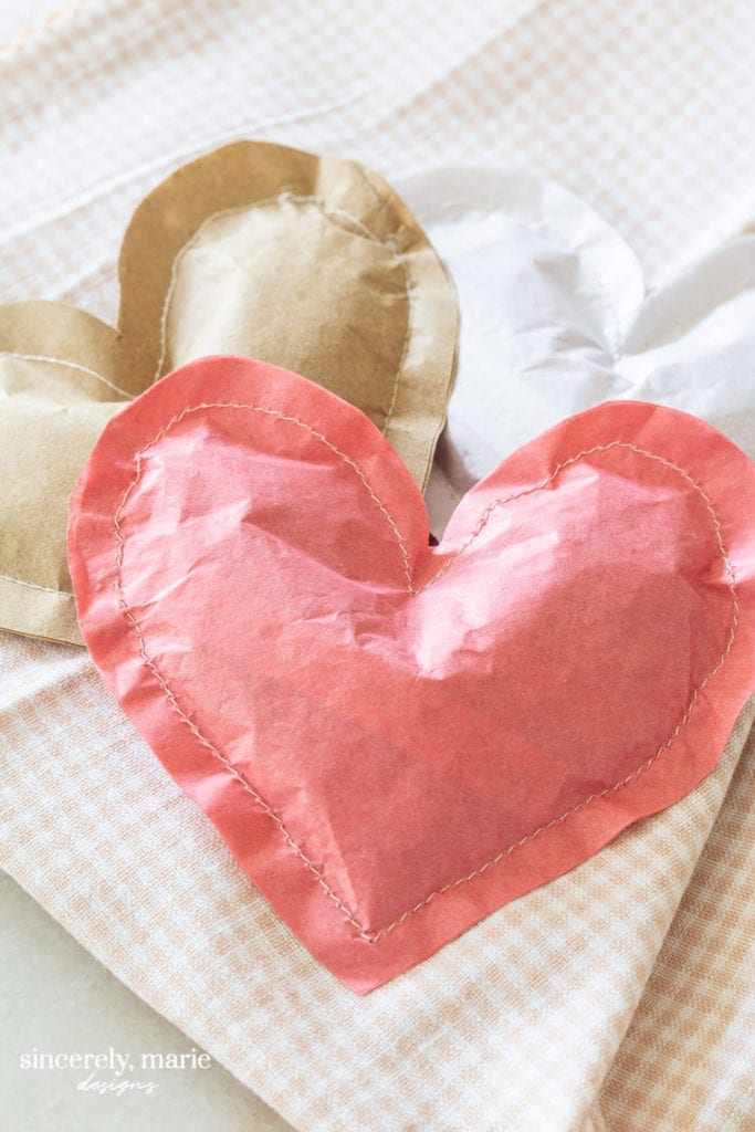 Welcome Home Sunday: Stitched paper Heart Treat Bags