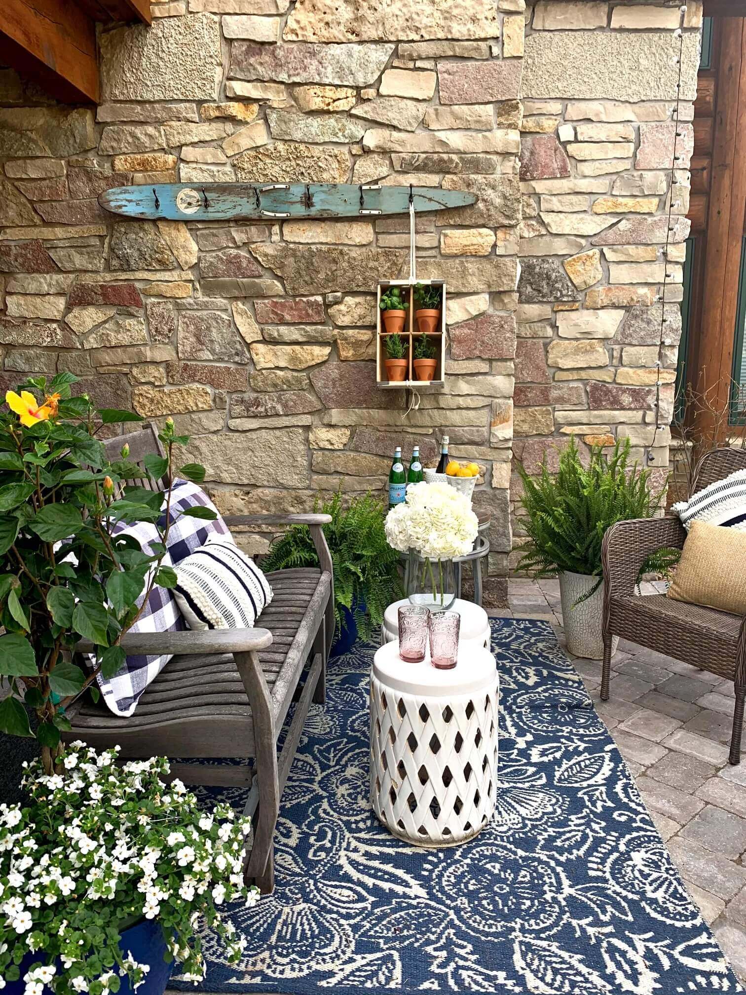 Welcome Home Saturday With Yvonne Of Stone Gable featured by top AL lifestyle blogger, She Gave It A Go - SUmmer Porch Decor in Blue and White