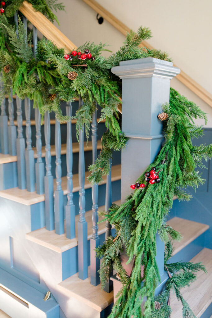 Entry stairs with garland