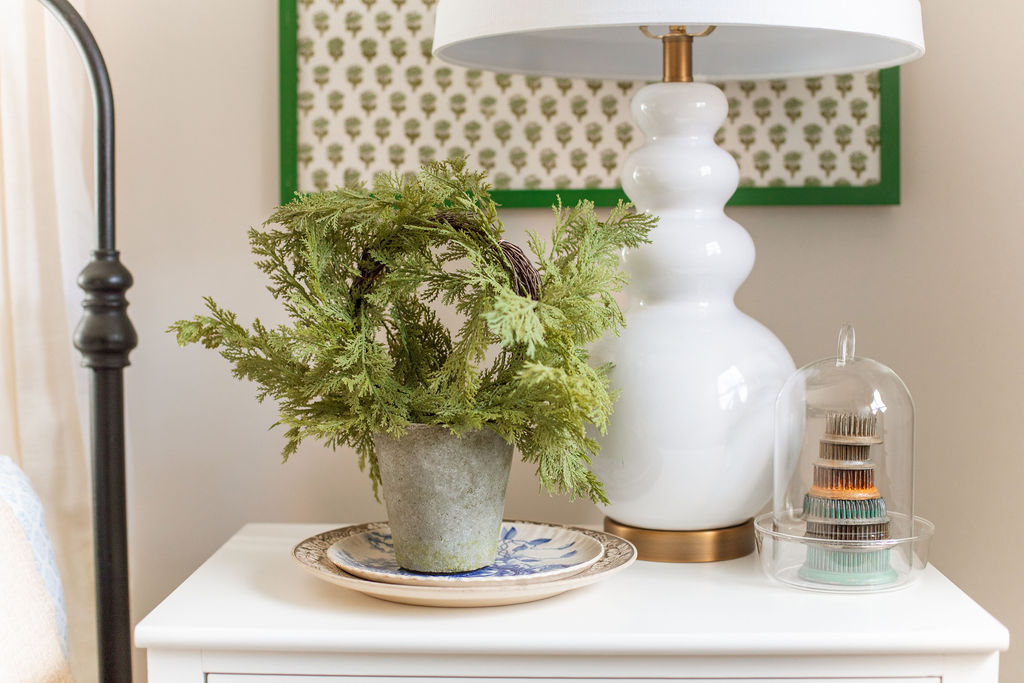 green topiary in bedroom