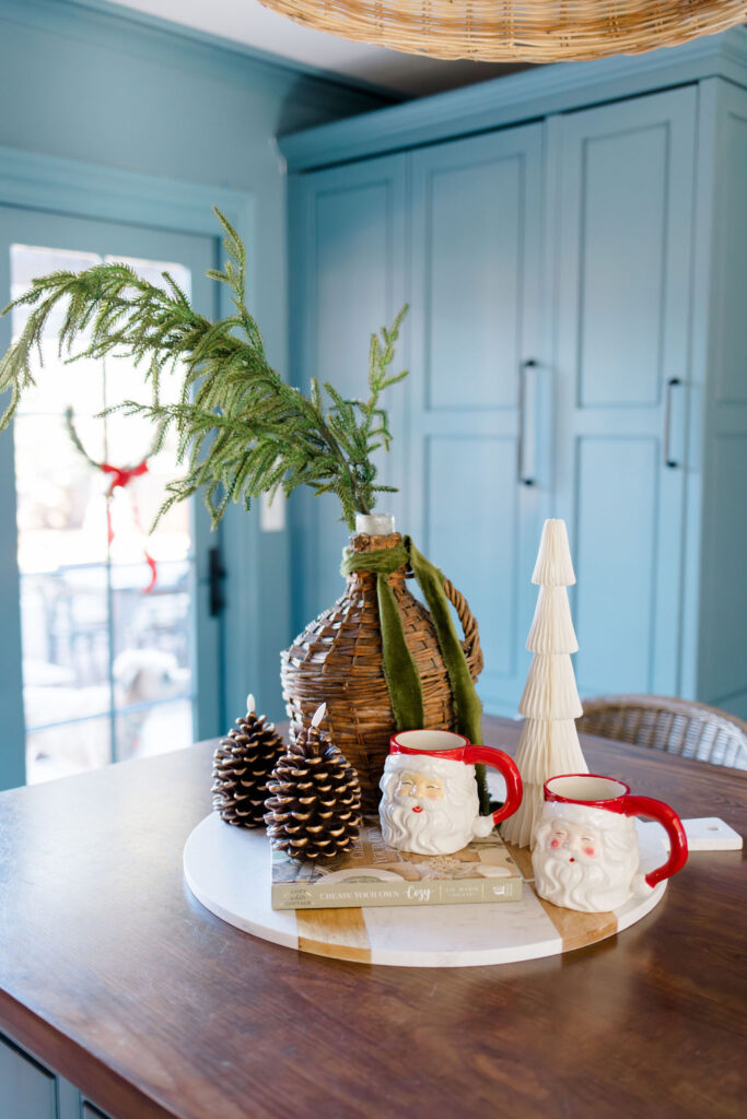 Santa mug vignette with Christmas ideas in our kitchen