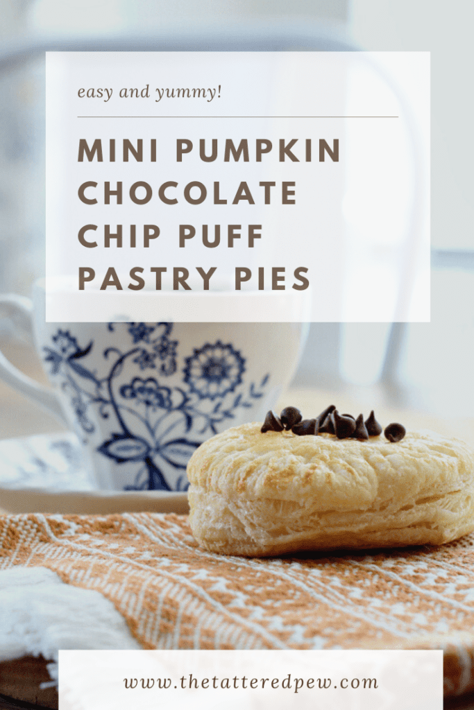 Easy and yummy mini pumpkin chocolate chip puff pastry pies!