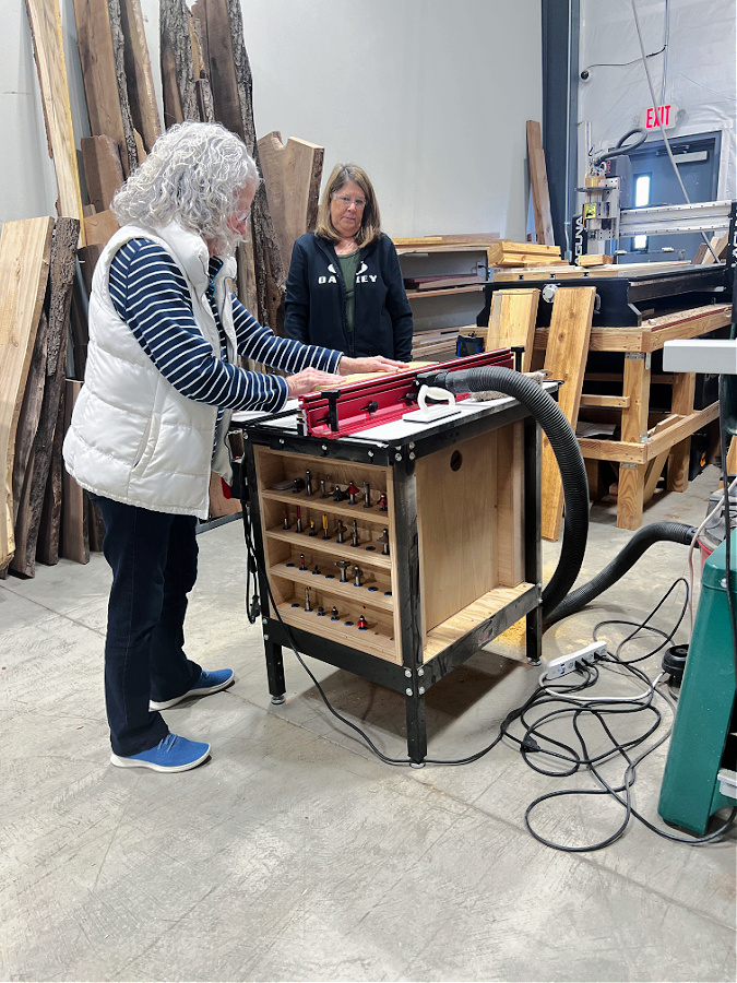 mom making her raised bed!