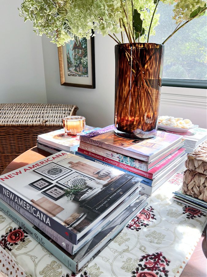 table full of books 