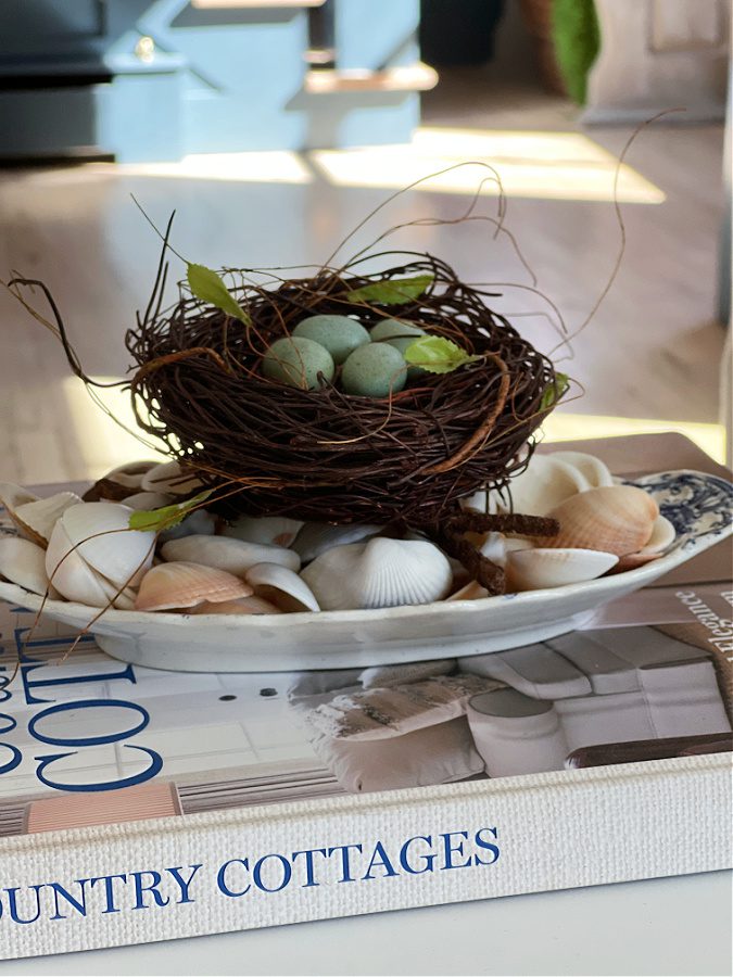 Nest on top of shells for simple Spring decor.