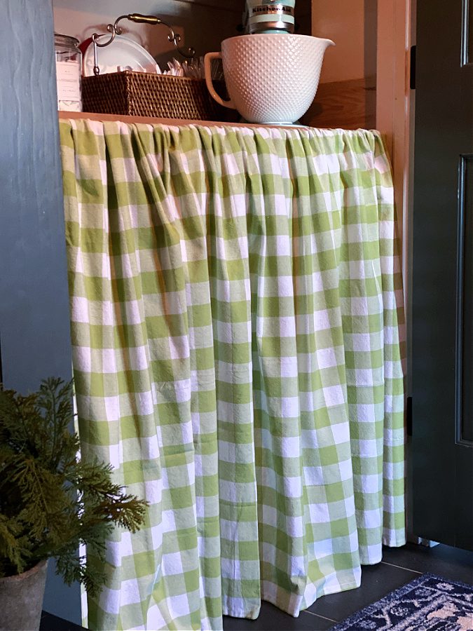 green and white pantry skirt