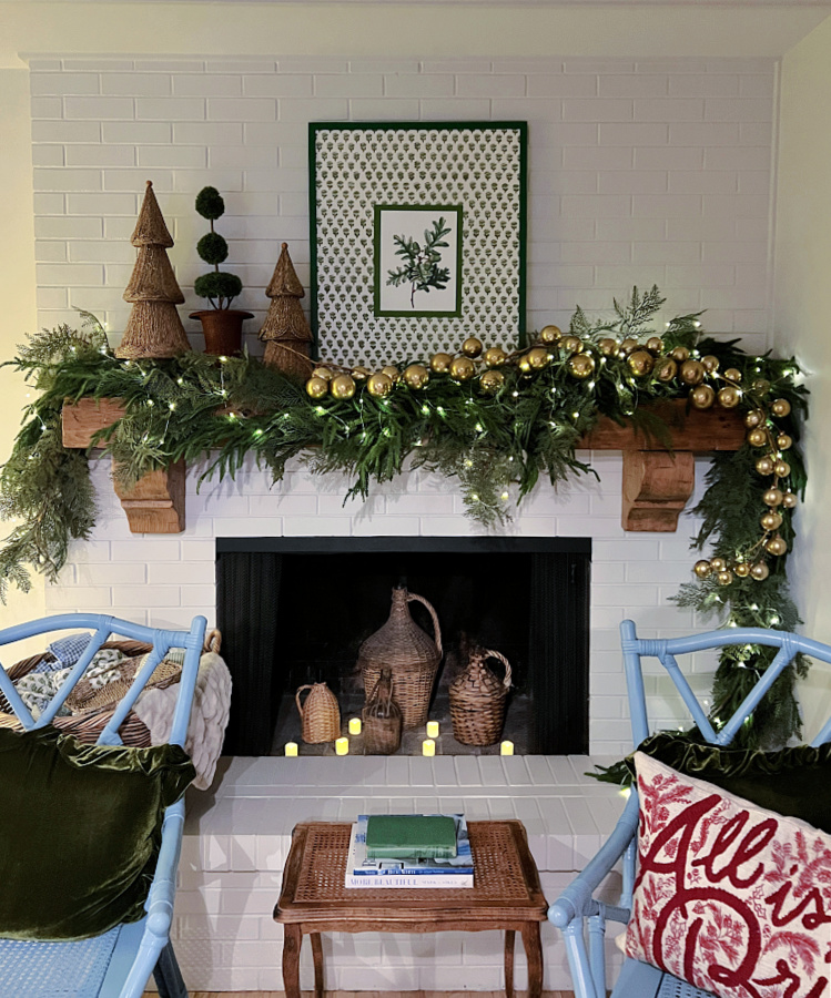 Step-by-Step Guide to lighting up our Asymmetrical Christmas Mantel Garland Layering