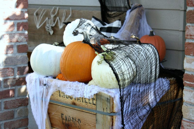 Outdoor decor for a fun Halloween porch.