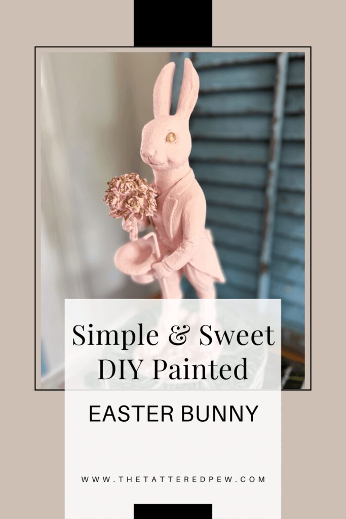 Simple and Sweet DIY pink painted Easter Bunny with Gold Accents