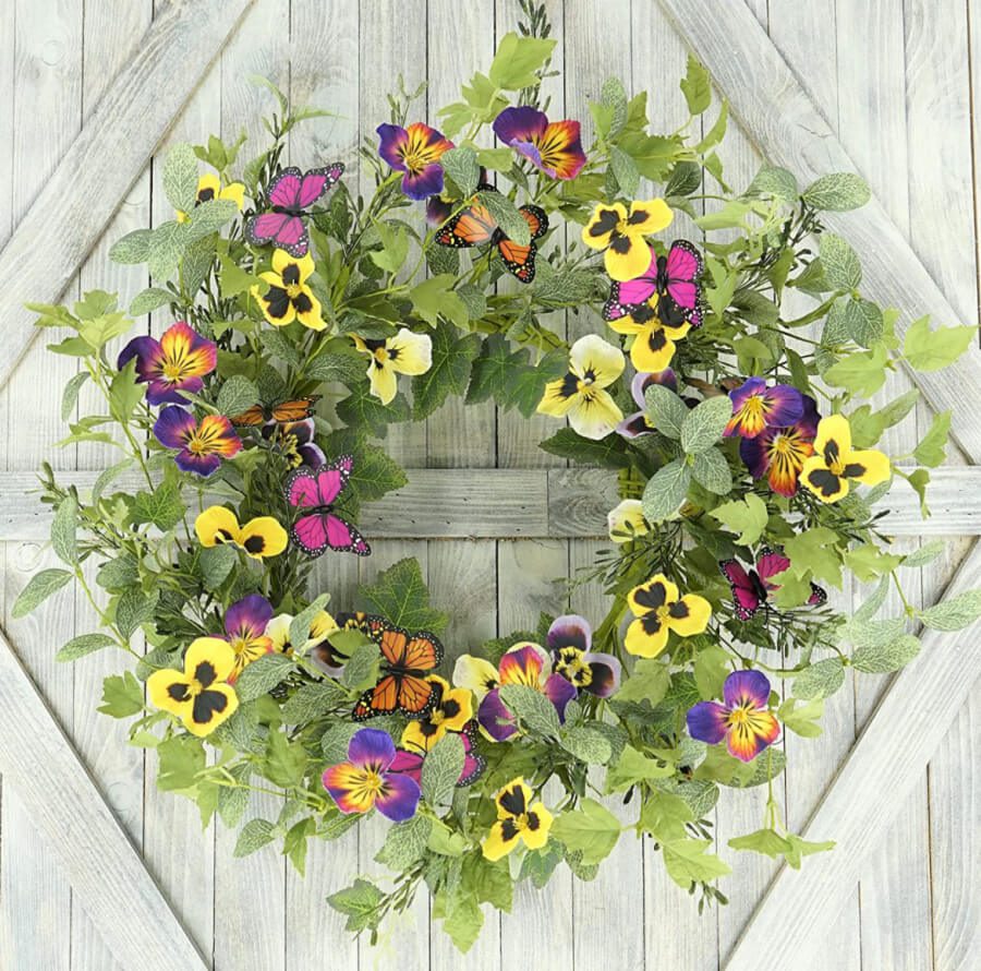 Pansy Butterfly Wreath