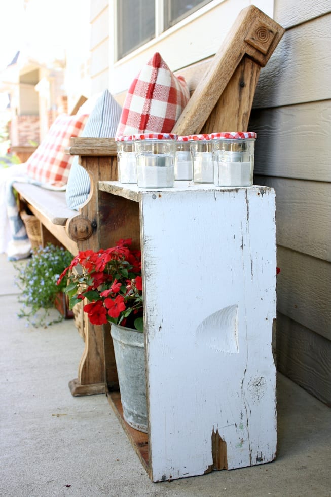 red, white and blue touches for a summer porch.