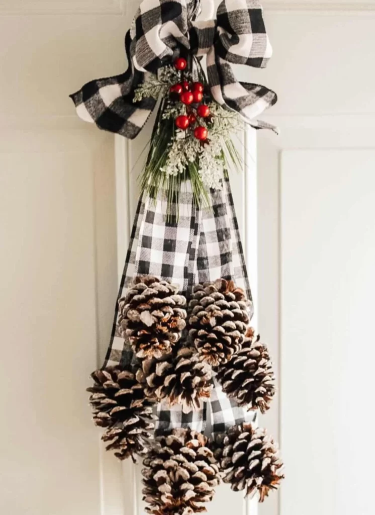 Easy pinecone door swag by Cottage on Bunker Hill