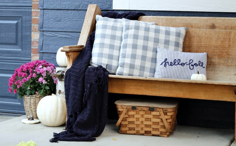 Pinks, purples and blues...a fun and cozy Fall combo for your porch!