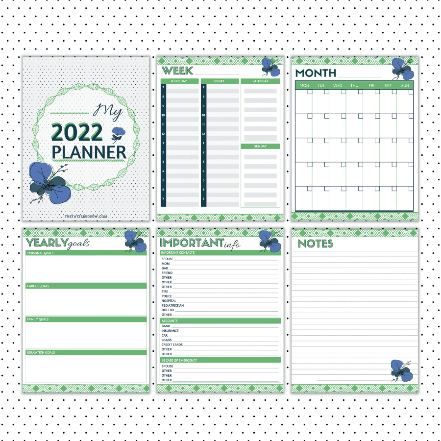 Check out this gorgeous printable planner with over 12 pages for free!
