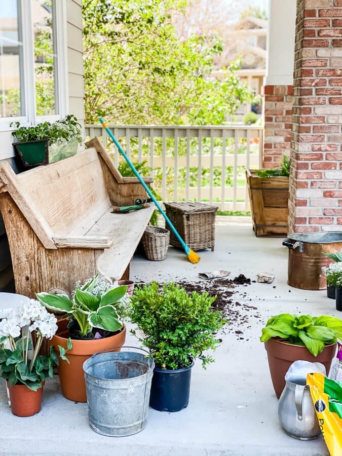 Planning your spring porch always starts out a bit messy but leads to that perfect Spring feel!