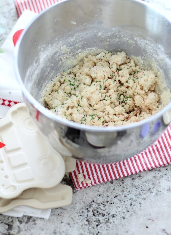 Shortbread cookie dough with Christmas sugar!