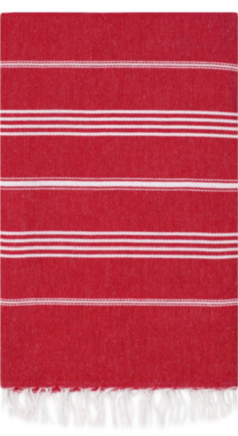 red and white Turkish towel for patritoc decor