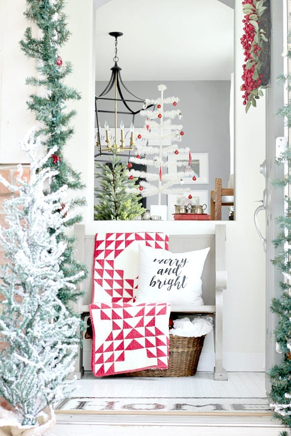 Red, white and touches of blue Christmas home tour!