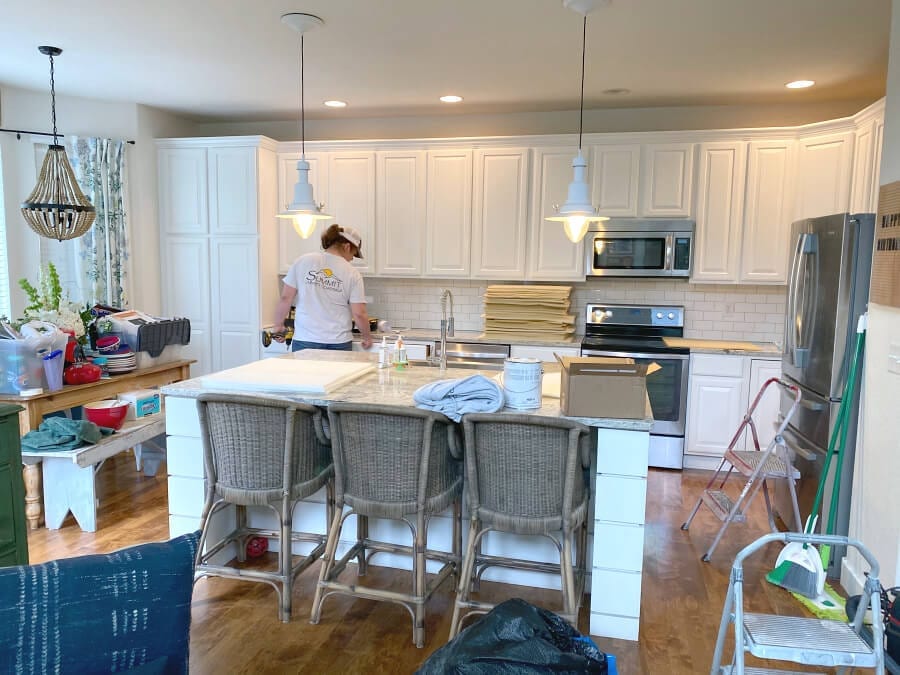 Summit Cabinet Coating finishing up our kitchen cabinet refinishing project.