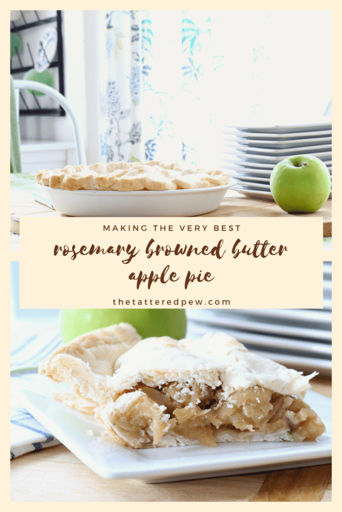Making the very best rosemary browned butter apple pie.