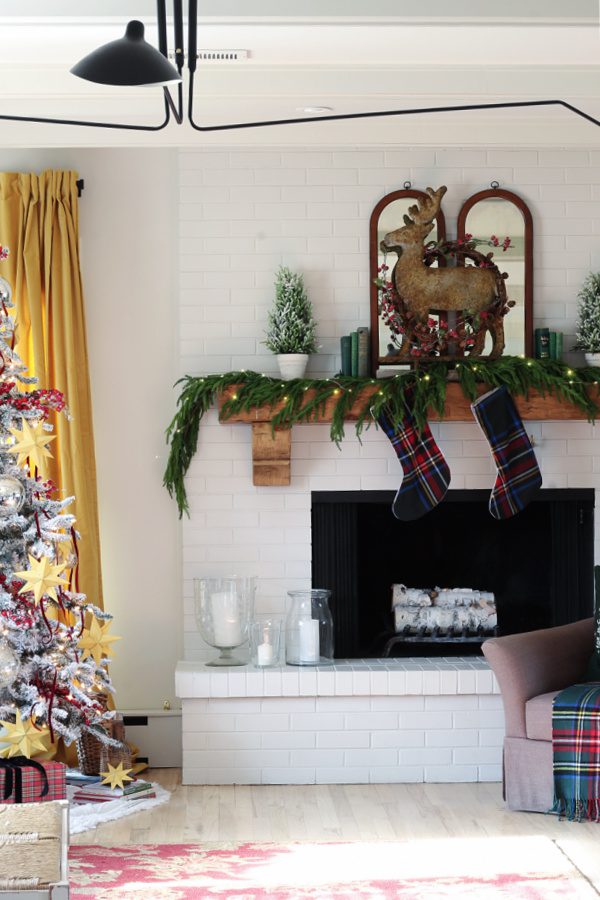 A rustic mantel all dressed up for Christmas!