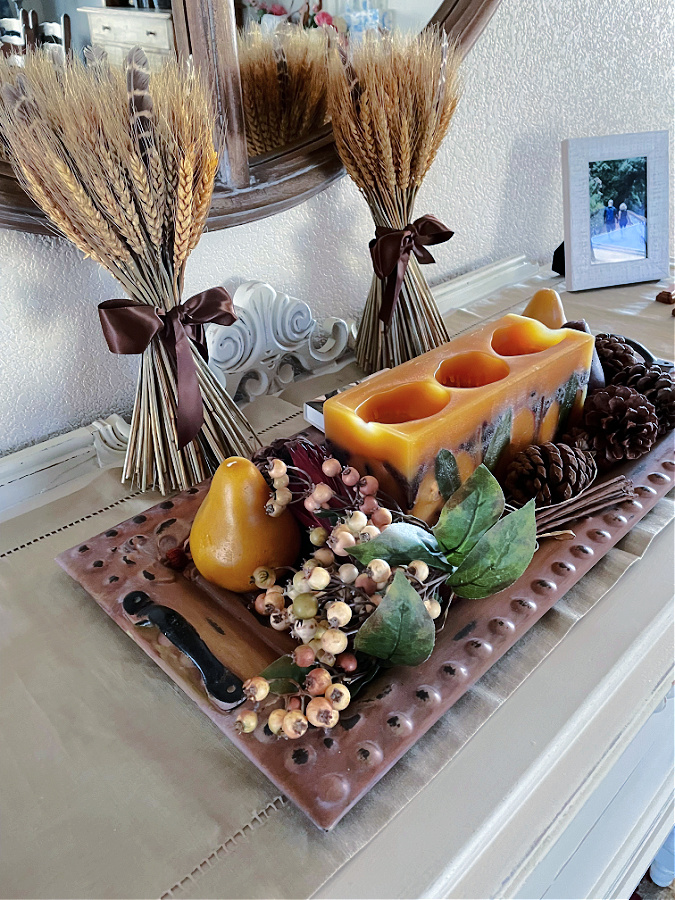 Fall candles and decorative tray