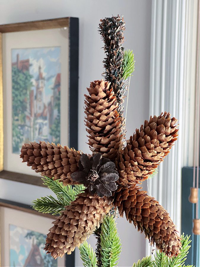 SImple DIY star shaped pinecone ornaments
