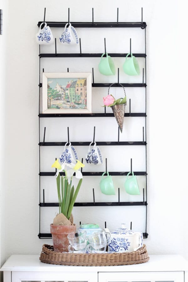 Have a mug rack? Then you will love these simple Spring decorating ideas for your kitchen.