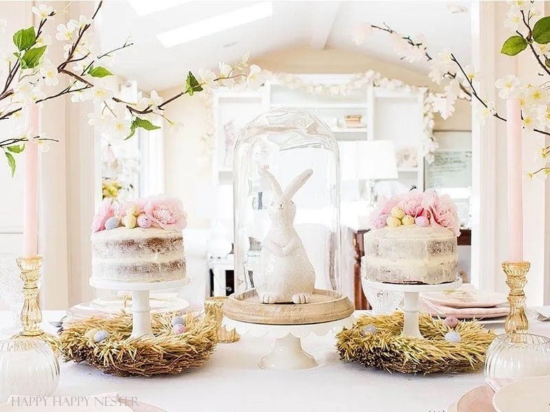 A whimsical bunny set on a pretty Easter table.